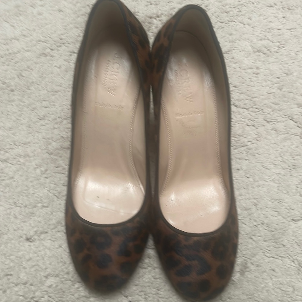 Leopard J Crew Etta Calf hair pumps